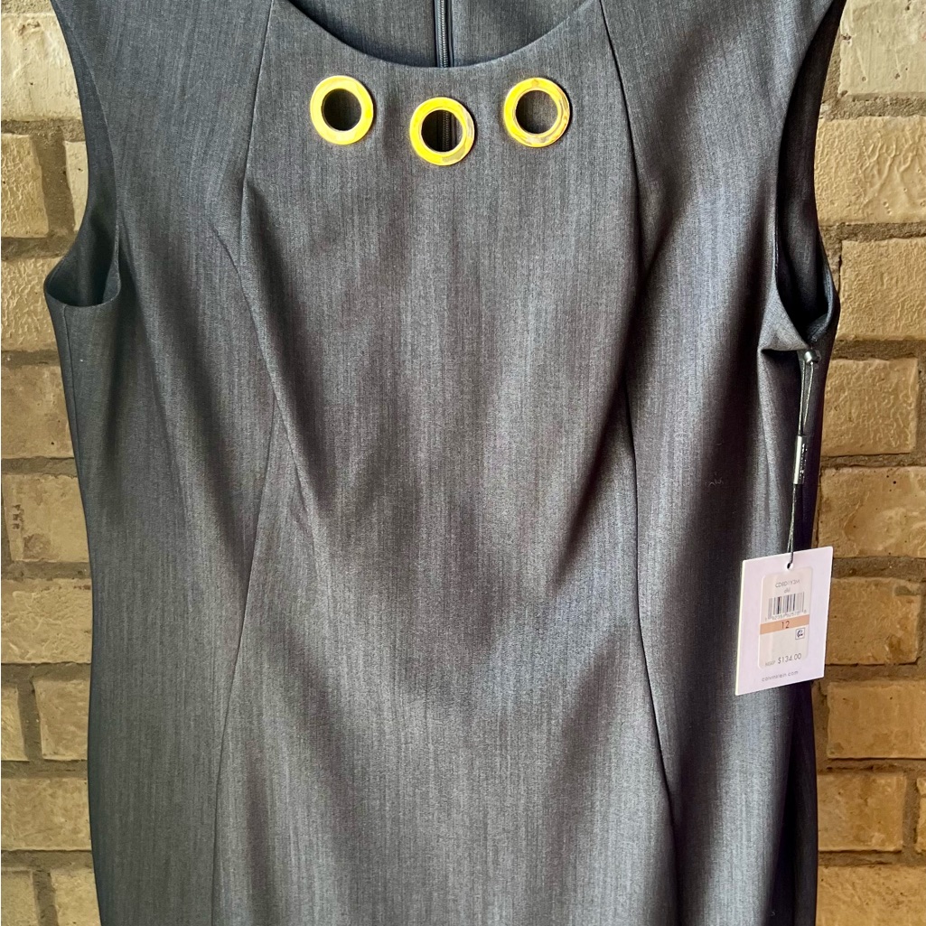 Calvin Klein Black Sheath Mini Dress Sleeveless Crew Neck